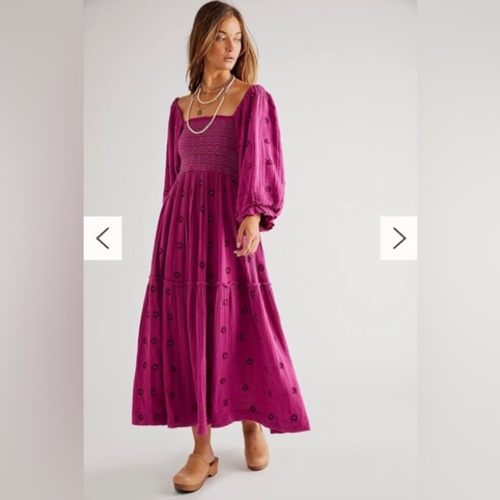 Free People Dahlia Embroidered Maxi Dress